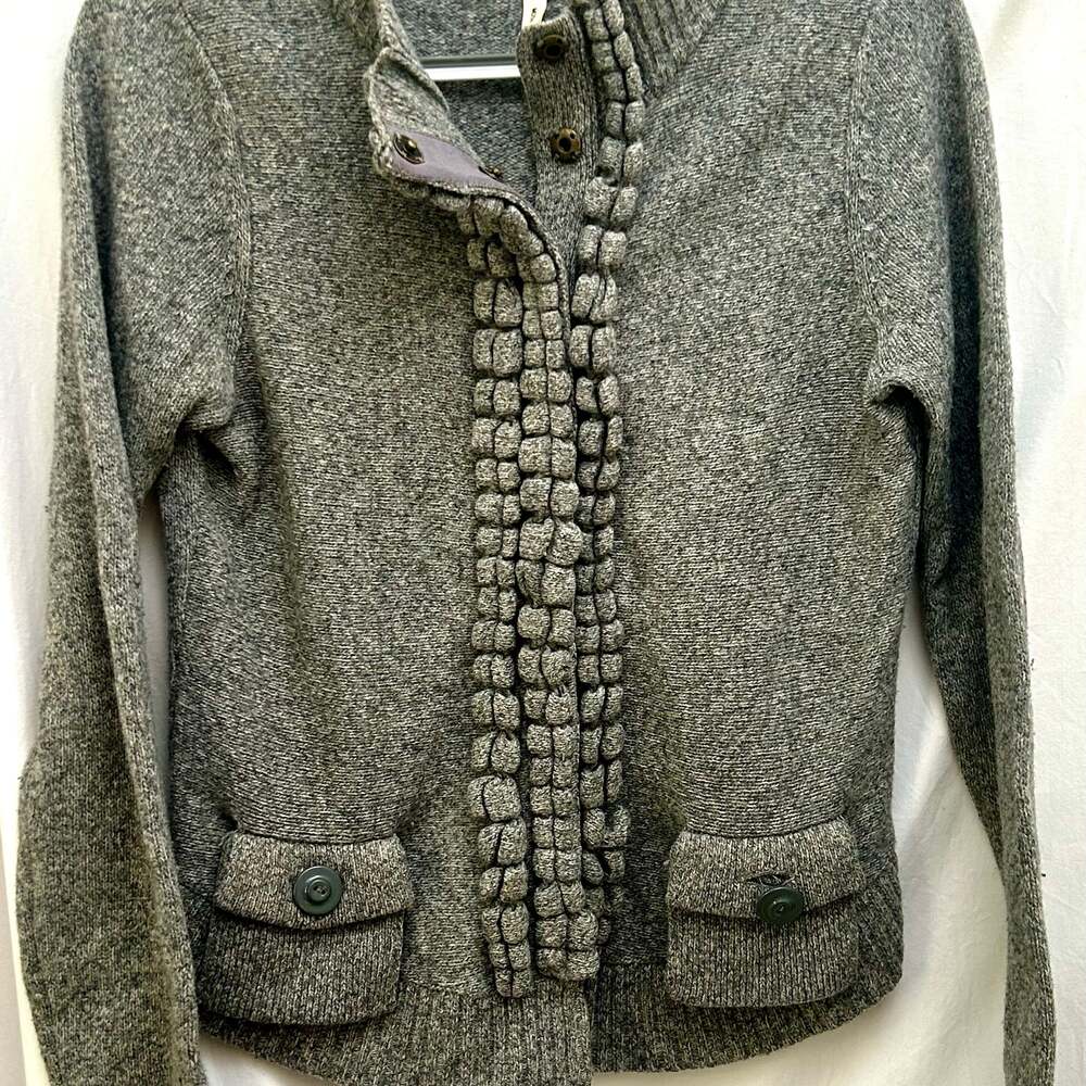 Anthropologie Moth Gray Wool Sweater Cardigan, Snap Up, Size M